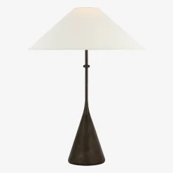 Table<Kelly Wearstler zealous 30" table lamp GARDENBRONZEWITHLINENSHADE
