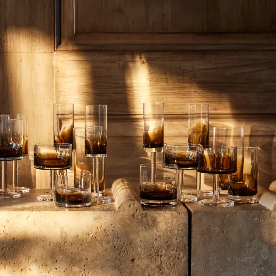 Zuma Collection|Drinkware<Kelly Wearstler zuma whiskey glass, set of 4 STAINEDAMBER